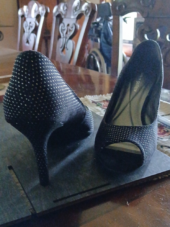 Andrew Geller Shoes - Andrew Geller Black Peep-Toe Studded Stiletto Heels